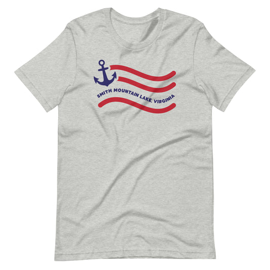 Smith Mountain Lake Virginia Anchor + Waves Unisex T-shirt