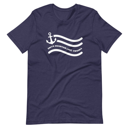 Smith Mountain Lake Virginia Anchor + Waves Unisex T-shirt