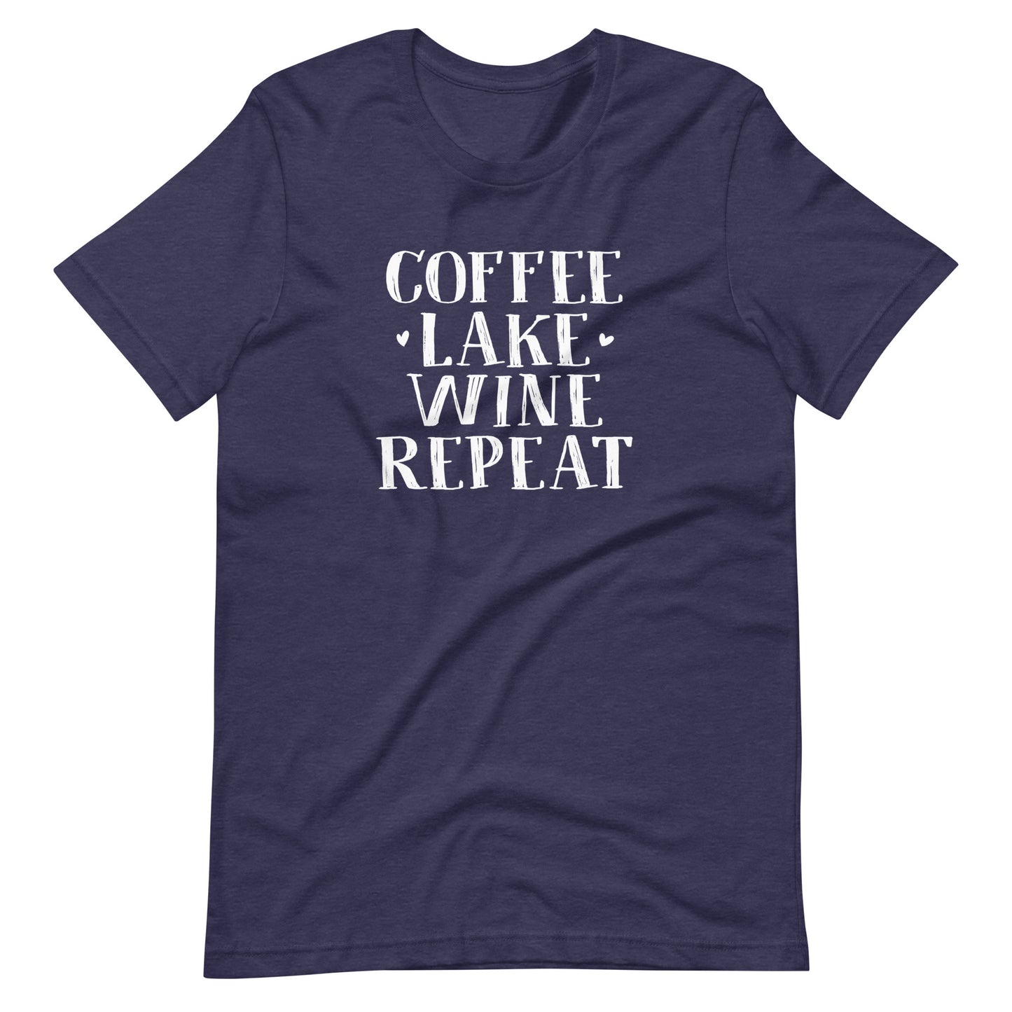 Coffee, Lake, Wine, Repeat Short Sleeve Unisex T-Shirt