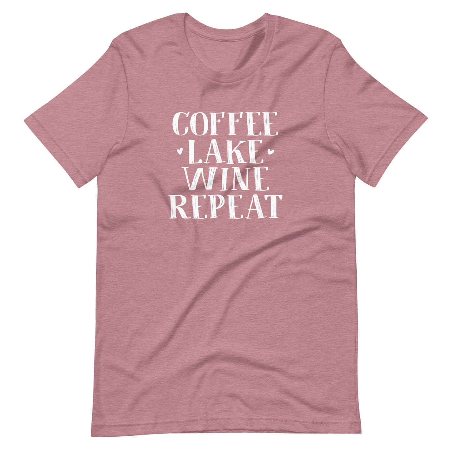 Coffee, Lake, Wine, Repeat Short Sleeve Unisex T-Shirt